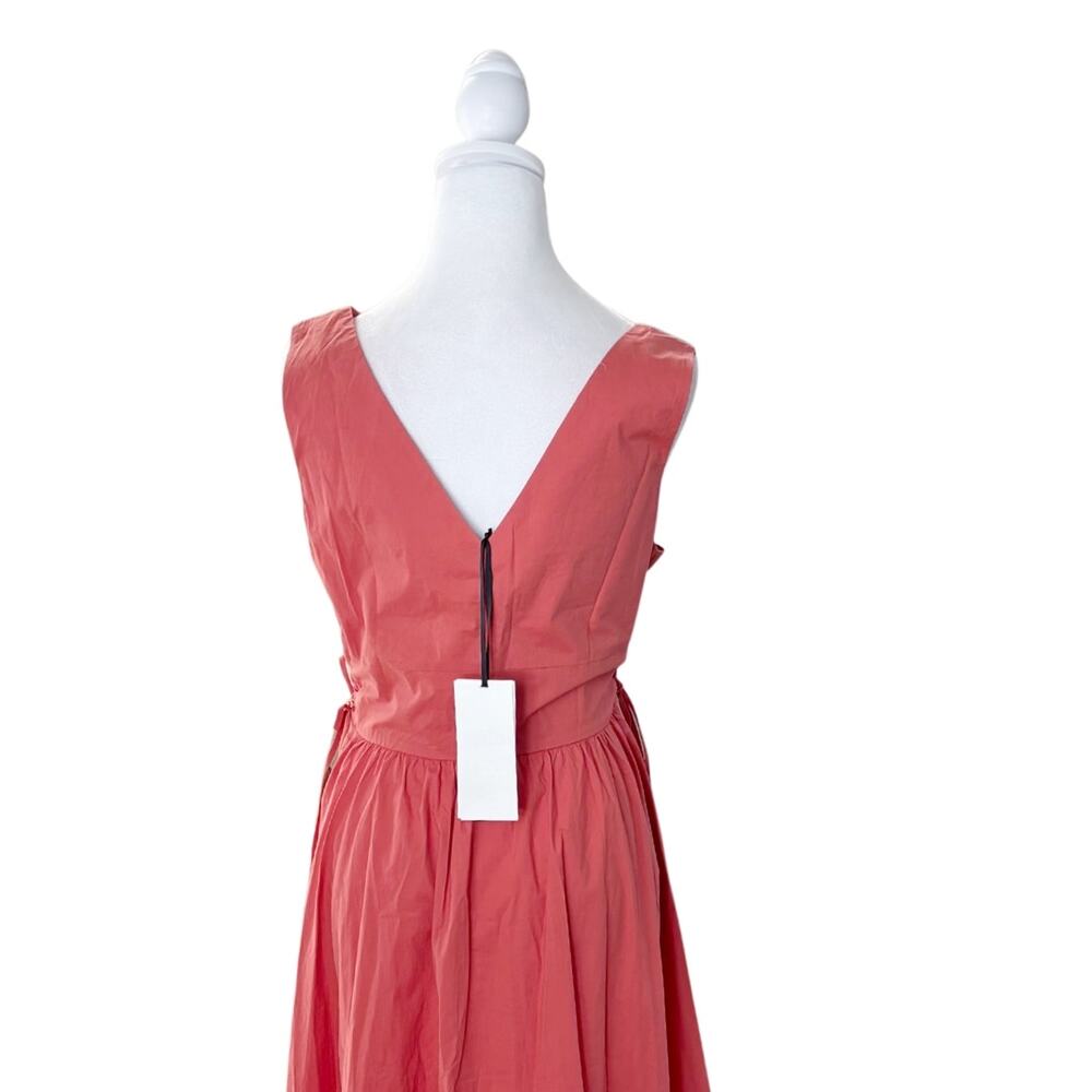 Saloni Luella Cotton Poplin Sleeveless Midi Dress 10 Orange NWT - Picture 7 of 11